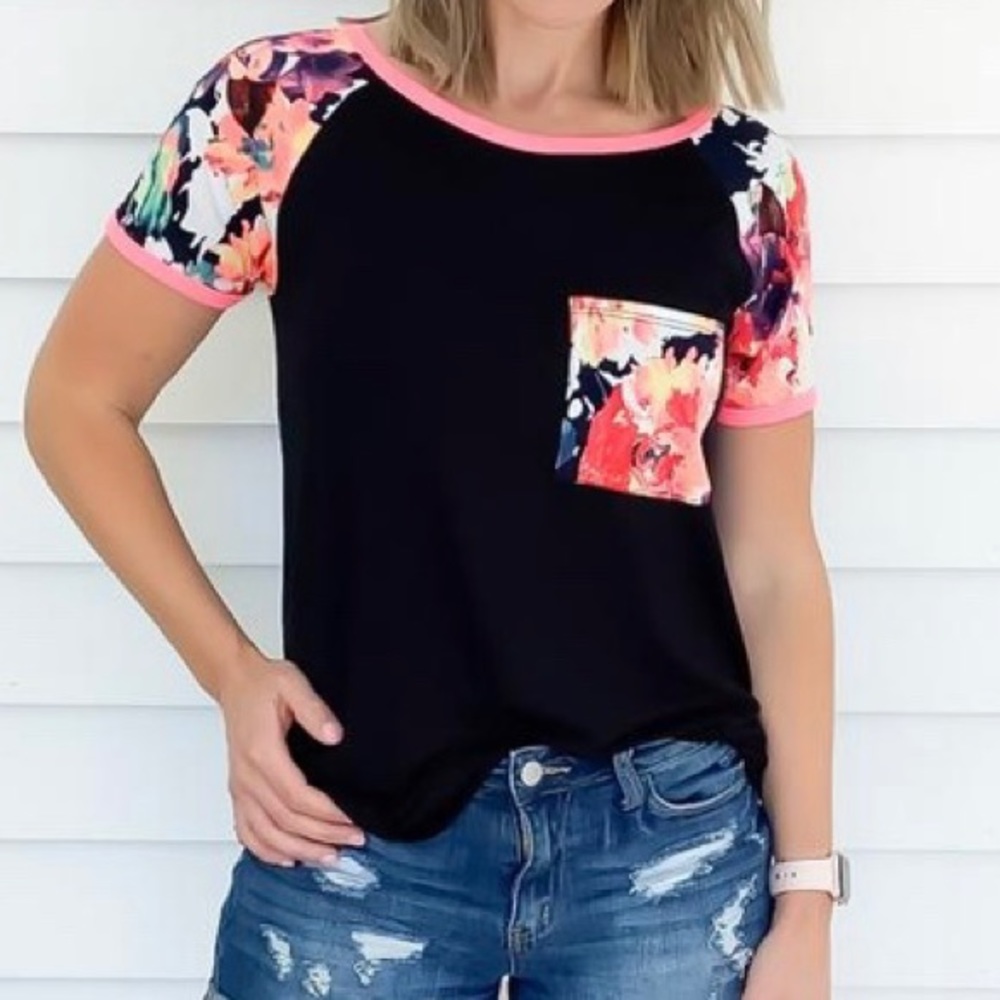 Floral with short sleeve top